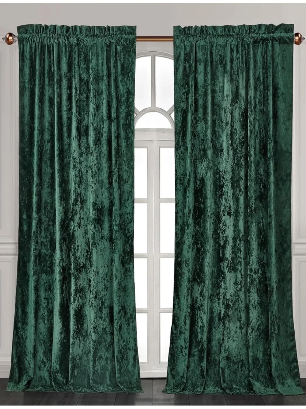 Emerald Green Velvet Curtain Panel set 50x84in